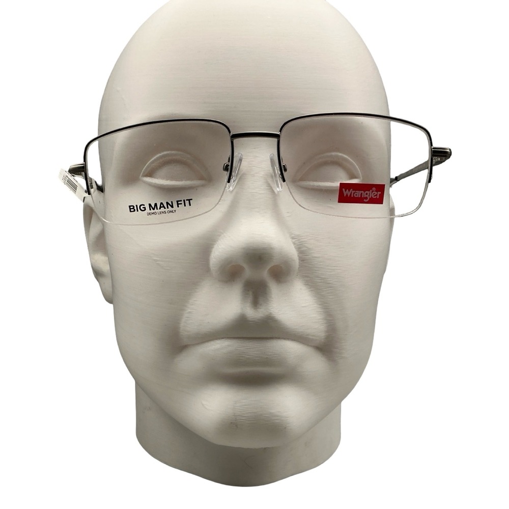 Wrangler W128 57 Gunmetal Big Man Fit Rectangular Eyeglasses Frames New